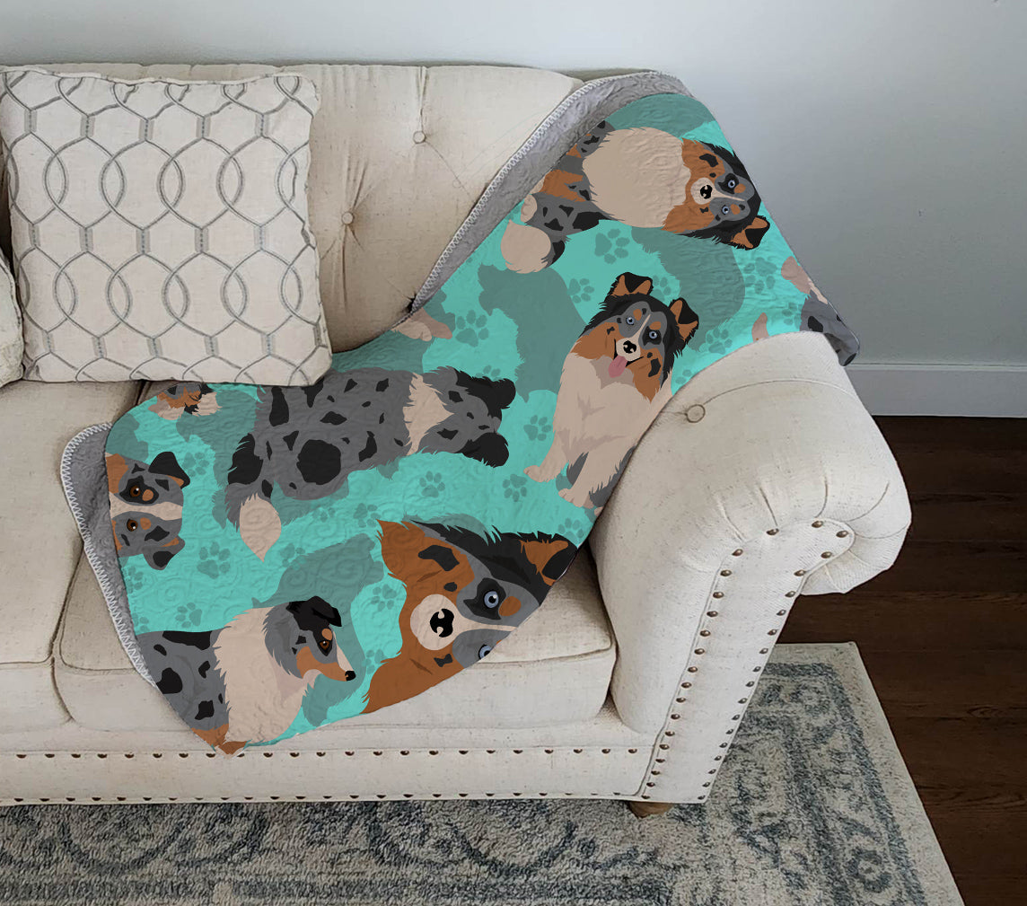 Blue Merle Sheltie Quilted Blanket 50x60 - the-store.com