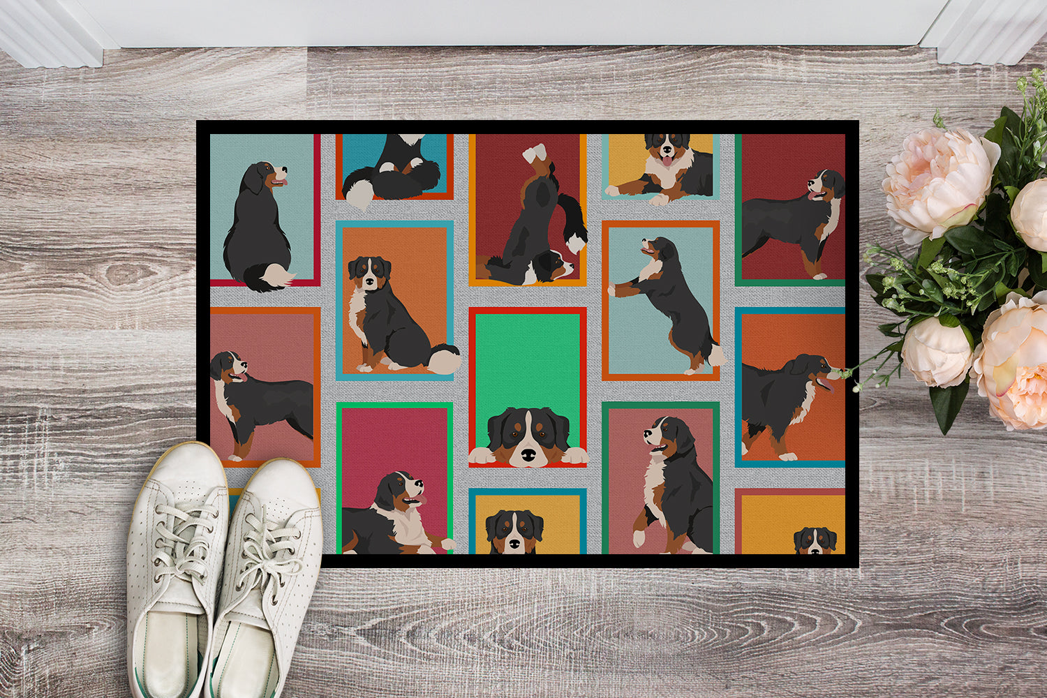 Lots of Bernese Mountain Dog Indoor or Outdoor Mat 24x36 - the-store.com