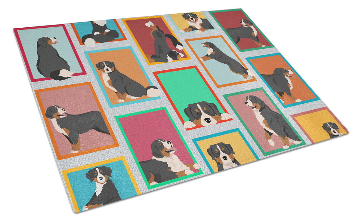 Buy this Lots of Bernese Mountain Dog Glass Cutting Board Large