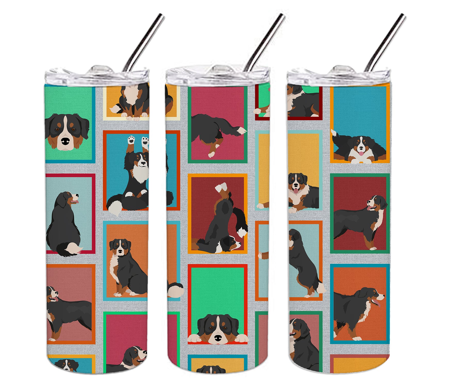 Lots of Bernese Mountain Dog Stainless Steel 20 oz Skinny Tumbler - the-store.com