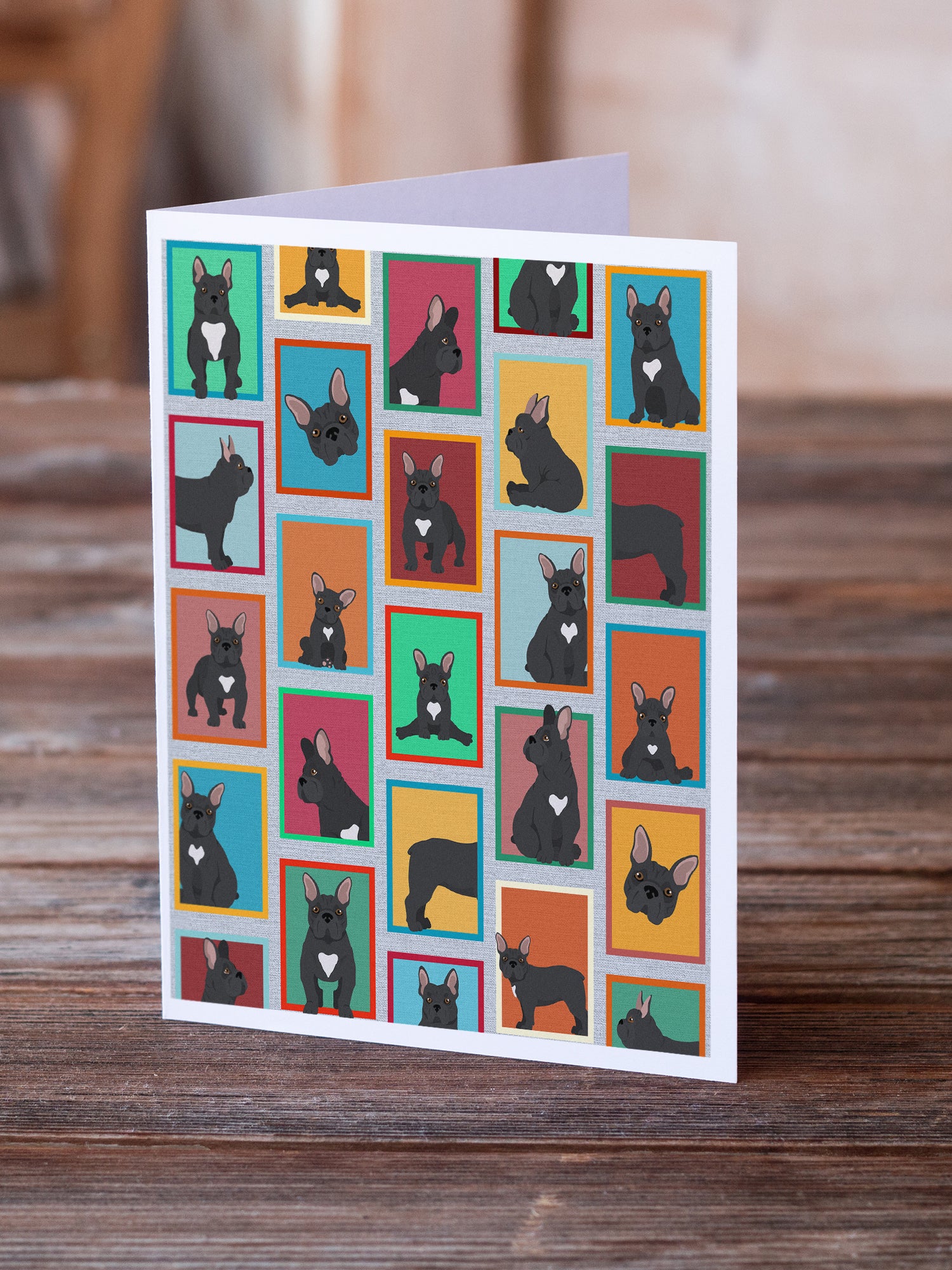 Buy this Lots of Black French Bulldog Greeting Cards and Envelopes Pack of 8