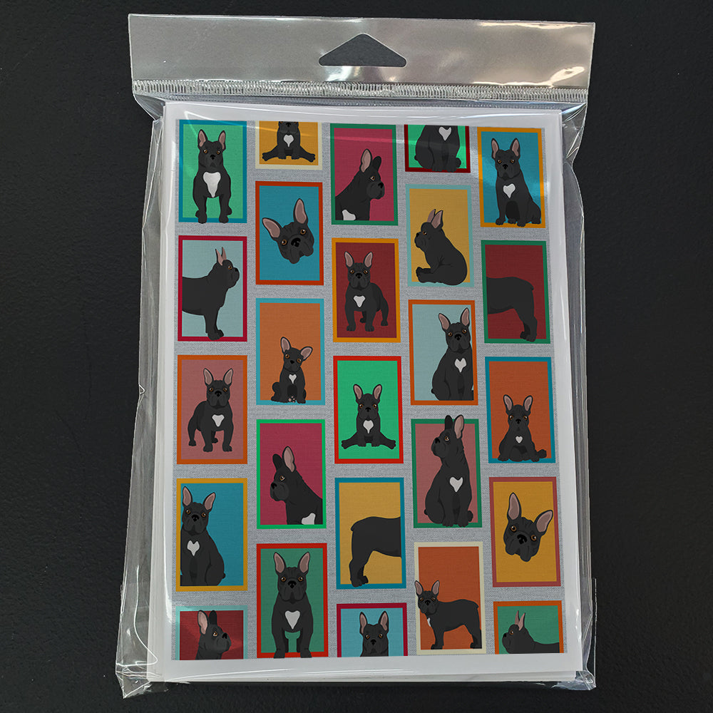 Lots of Black French Bulldog Greeting Cards and Envelopes Pack of 8 - the-store.com