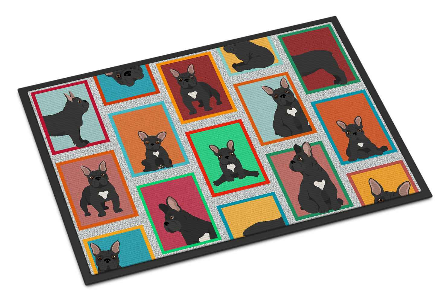 Buy this Lots of Black French Bulldog Indoor or Outdoor Mat 24x36