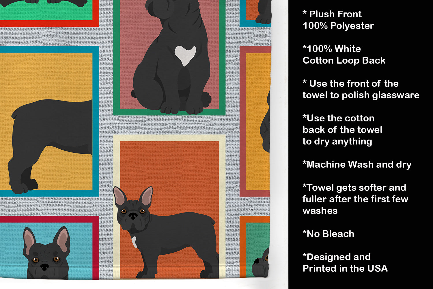 Lots of Black French Bulldog Kitchen Towel - the-store.com