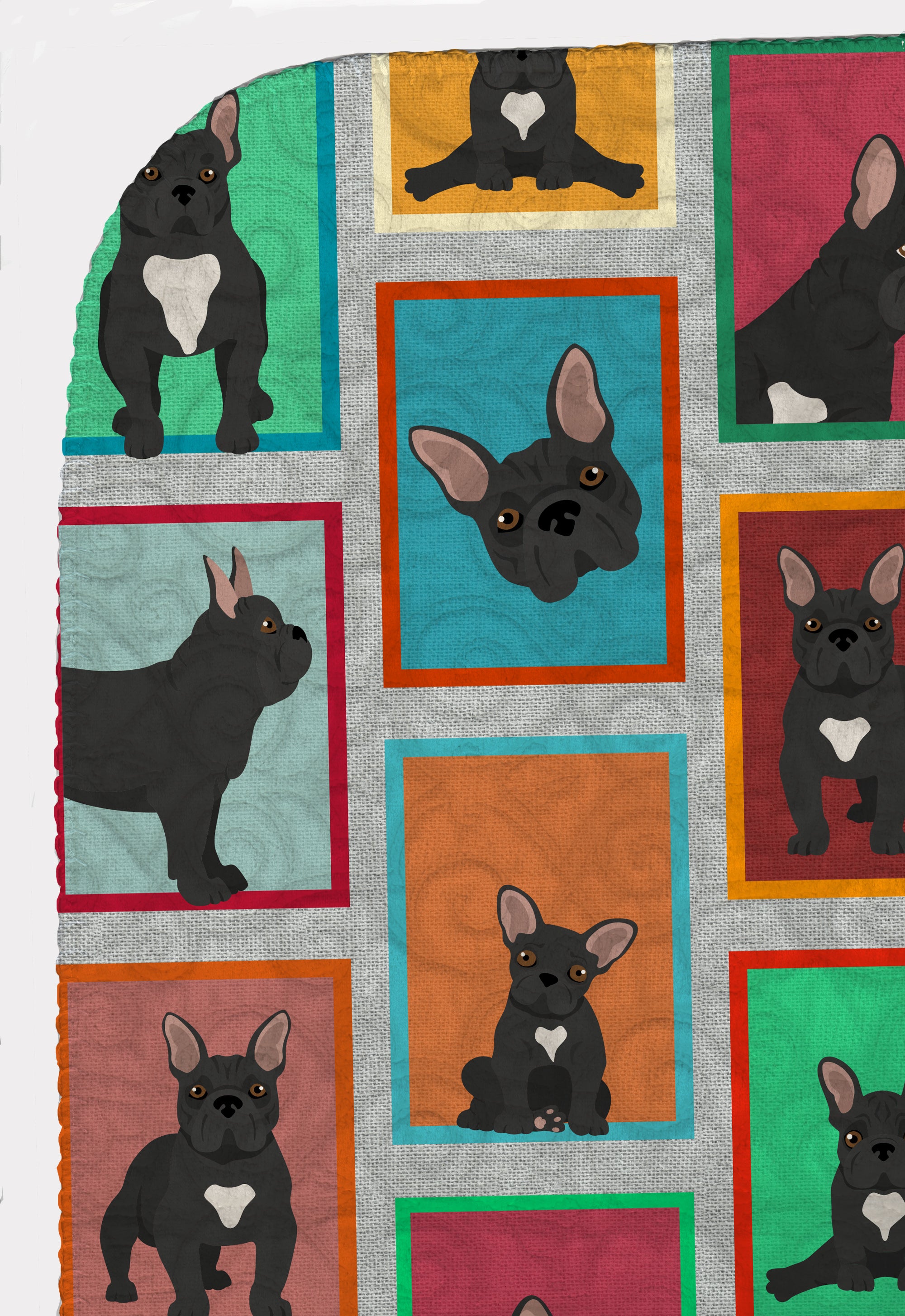 Lots of Black French Bulldog Quilted Blanket 50x60 - the-store.com