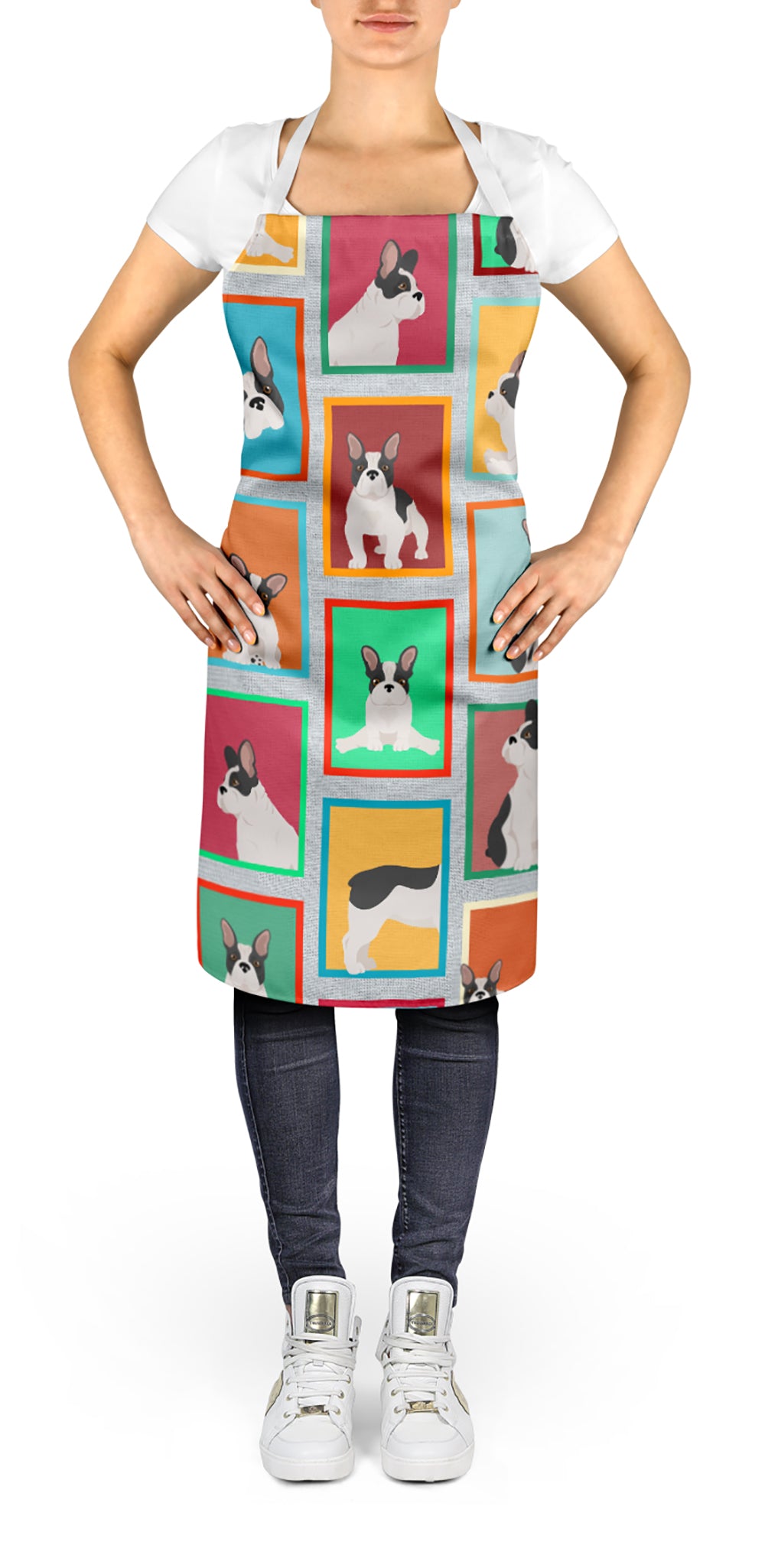 Lots of Black and White French Bulldog Apron  the-store.com.