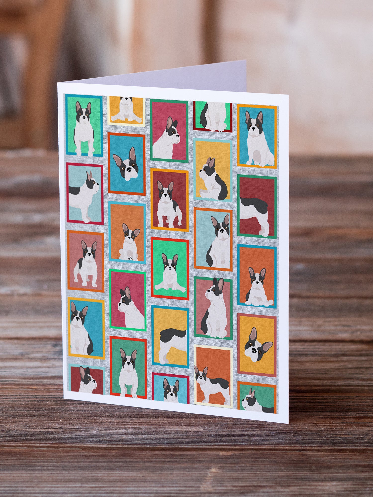 Buy this Lots of Black and White French Bulldog Greeting Cards and Envelopes Pack of 8