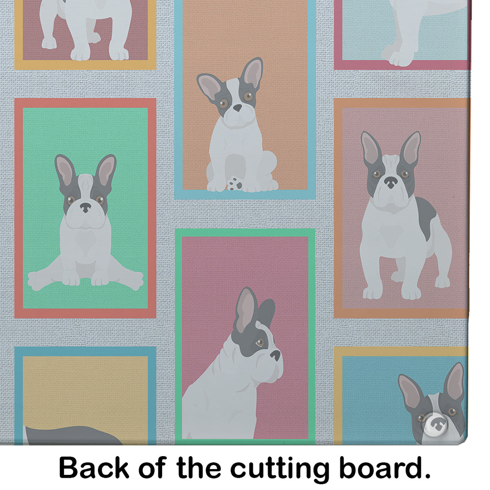 Lots of Black and White French Bulldog Glass Cutting Board Large - the-store.com