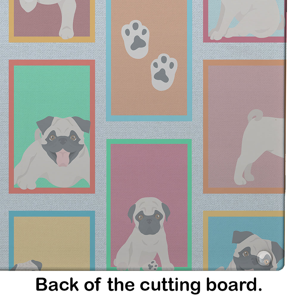 Lots of Fawn Pug Glass Cutting Board Large - the-store.com