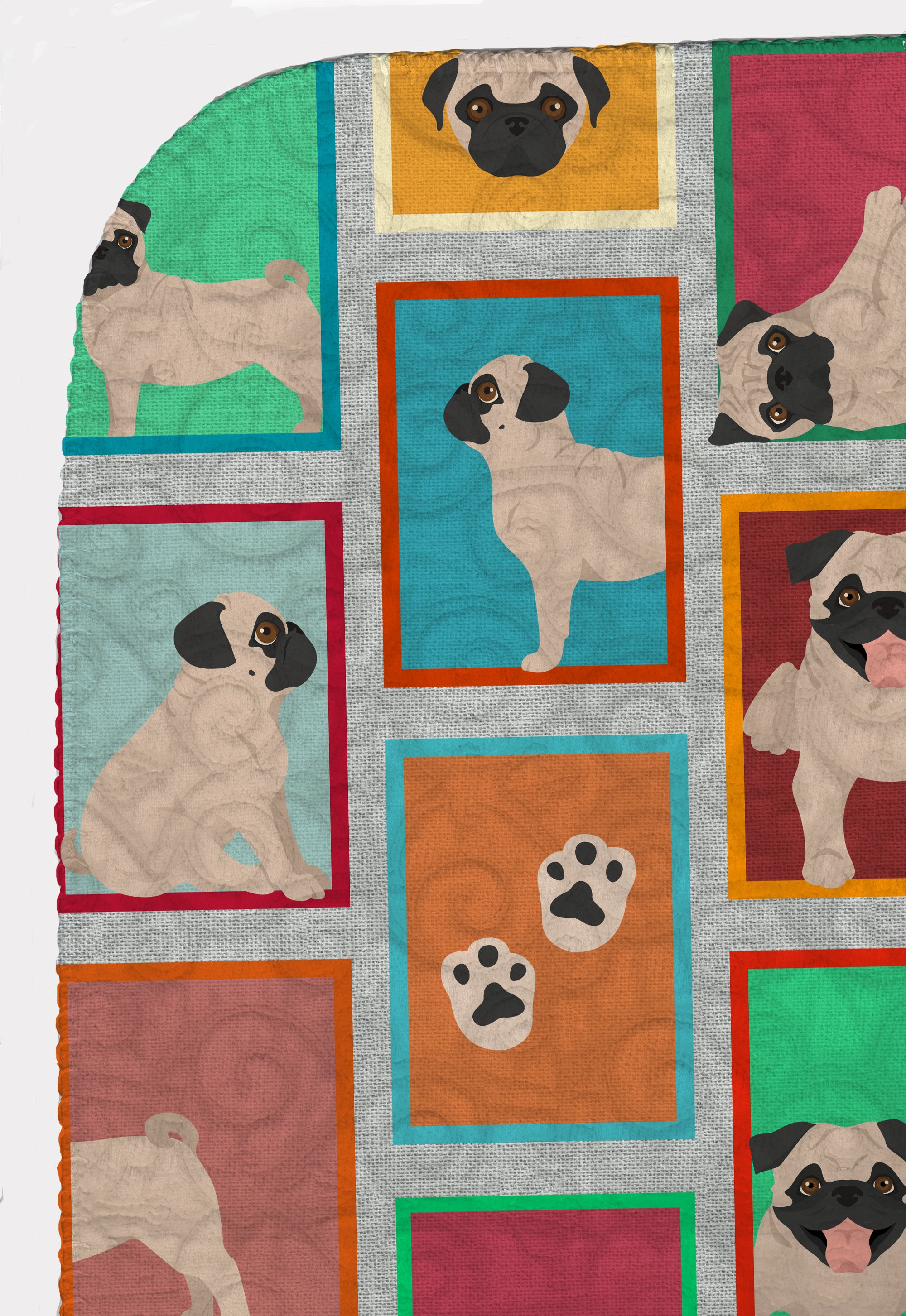 Lots of Fawn Pug Quilted Blanket 50x60 - the-store.com