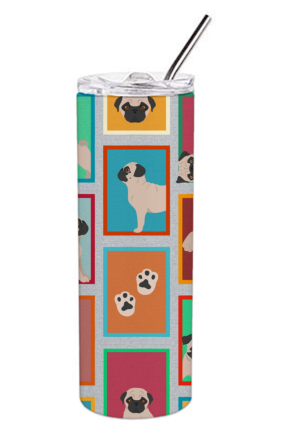 Lots of Fawn Pug Stainless Steel 20 oz Skinny Tumbler - the-store.com