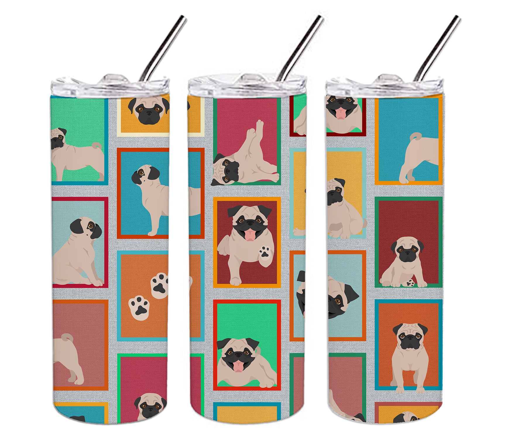 Lots of Fawn Pug Stainless Steel 20 oz Skinny Tumbler - the-store.com