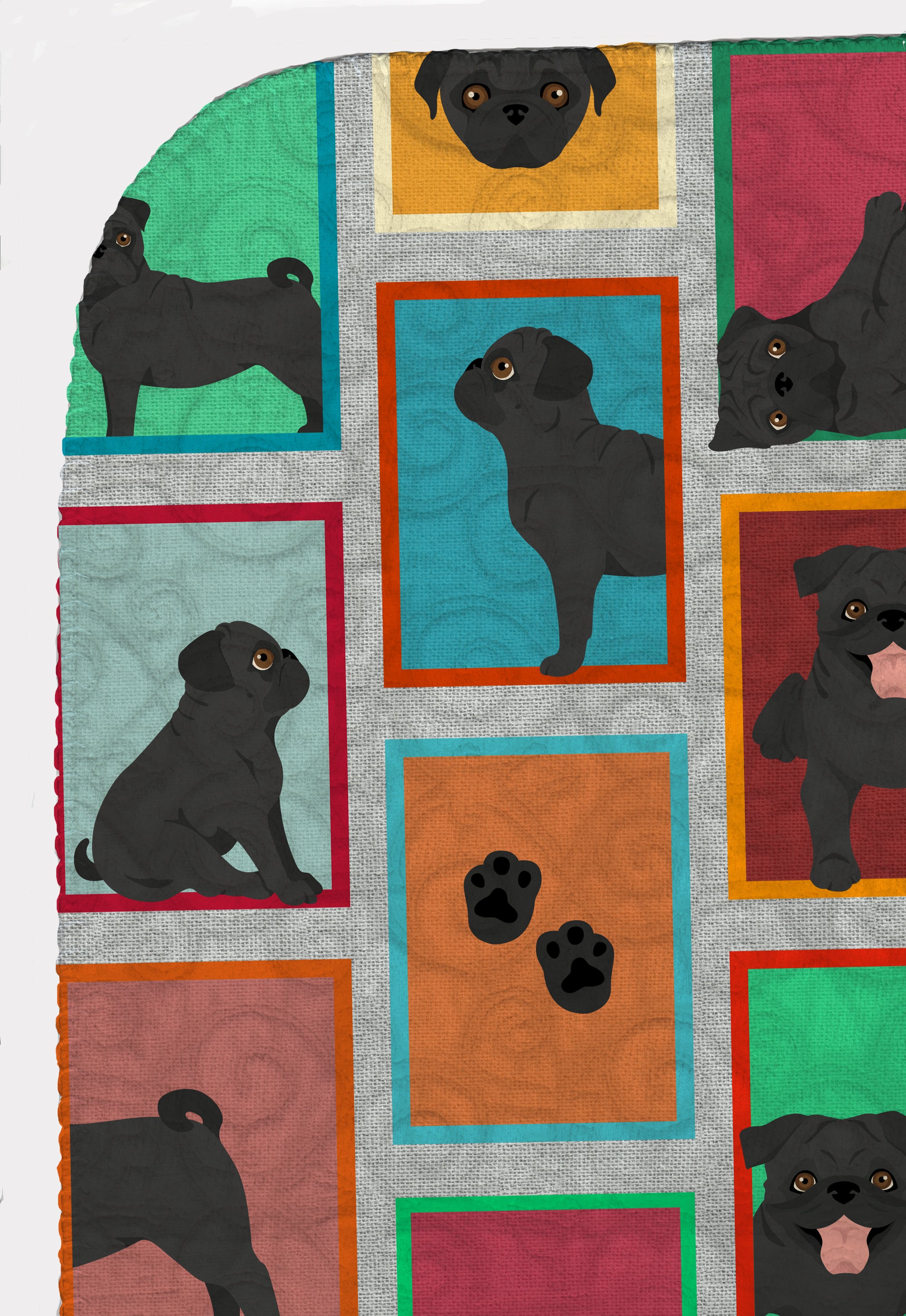 Lots of Black Pug Quilted Blanket 50x60 - the-store.com