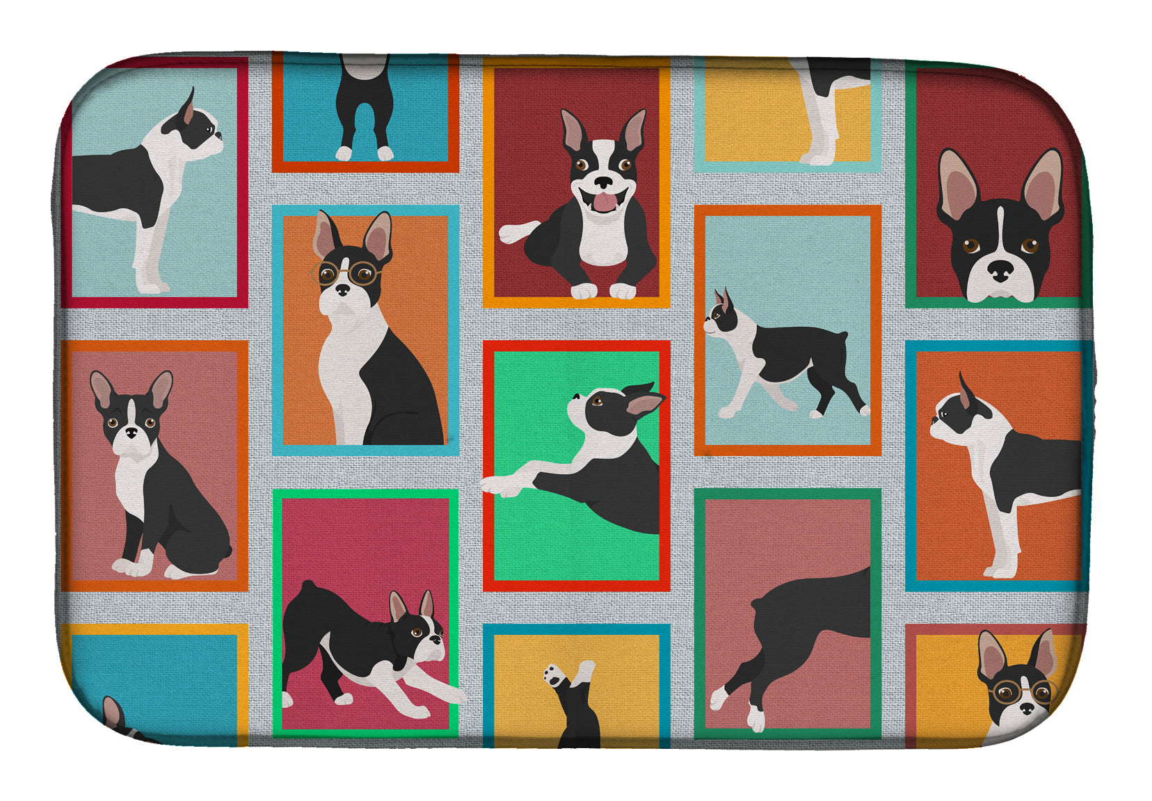 Lots of Boston Terrier Dish Drying Mat  the-store.com.