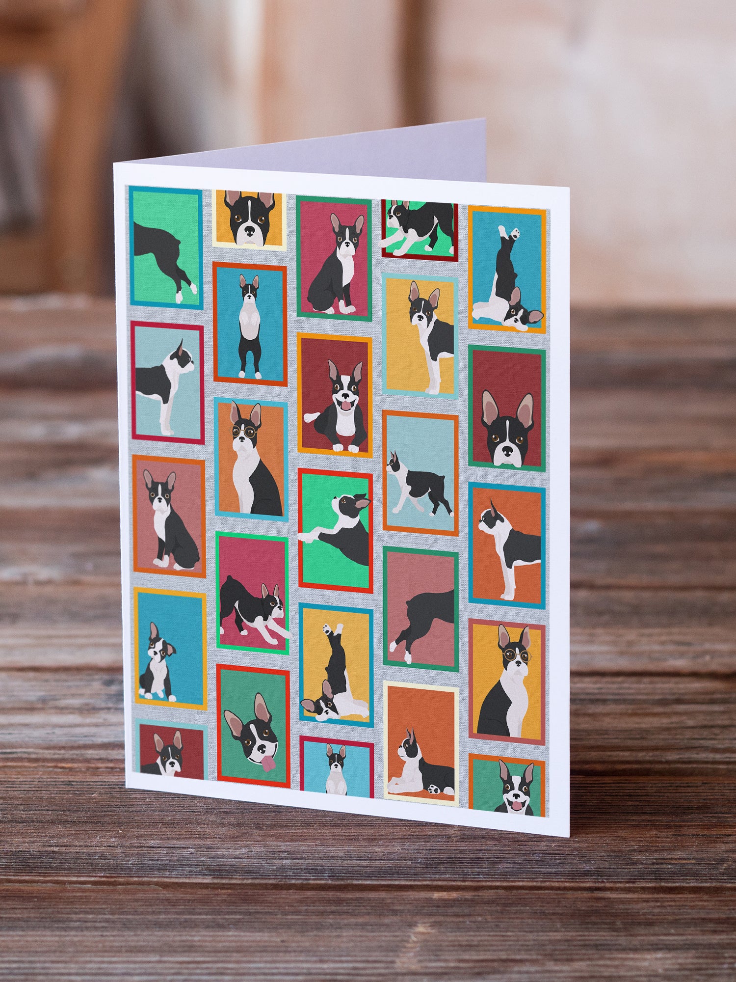 Lots of Boston Terrier Greeting Cards and Envelopes Pack of 8 - the-store.com