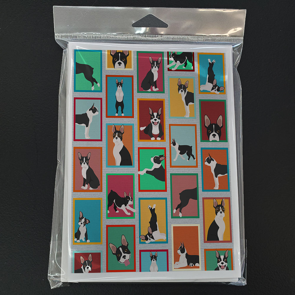 Lots of Boston Terrier Greeting Cards and Envelopes Pack of 8 - the-store.com