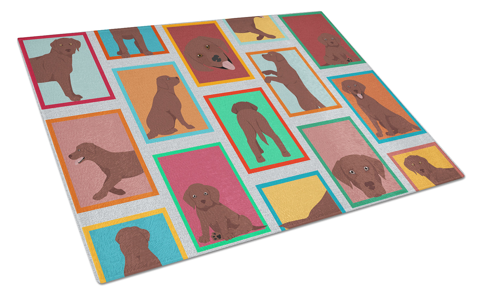 Buy this Lots of Chocolate Labrador Retriever Glass Cutting Board Large