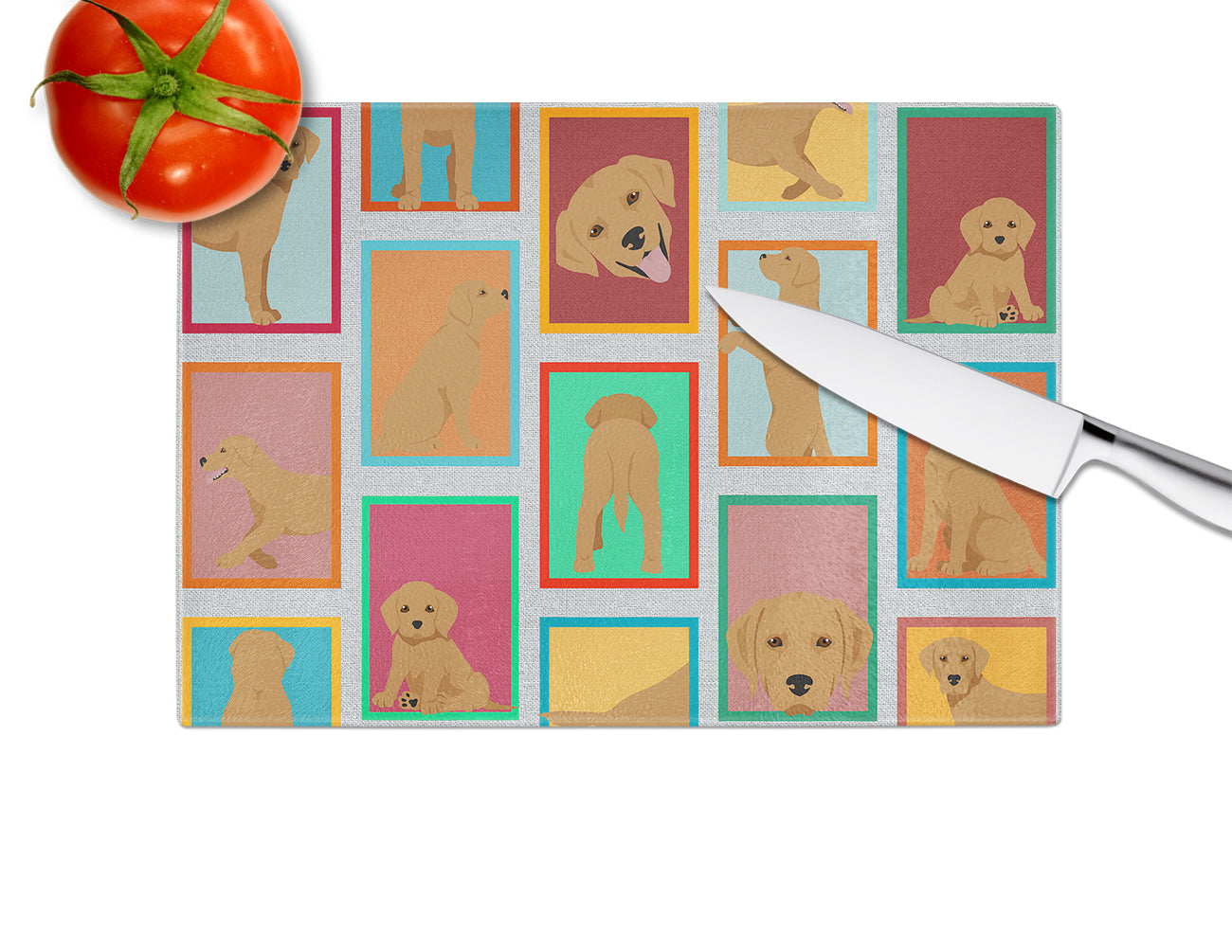 Lots of Red Fox Labrador Retriever Glass Cutting Board Large - the-store.com