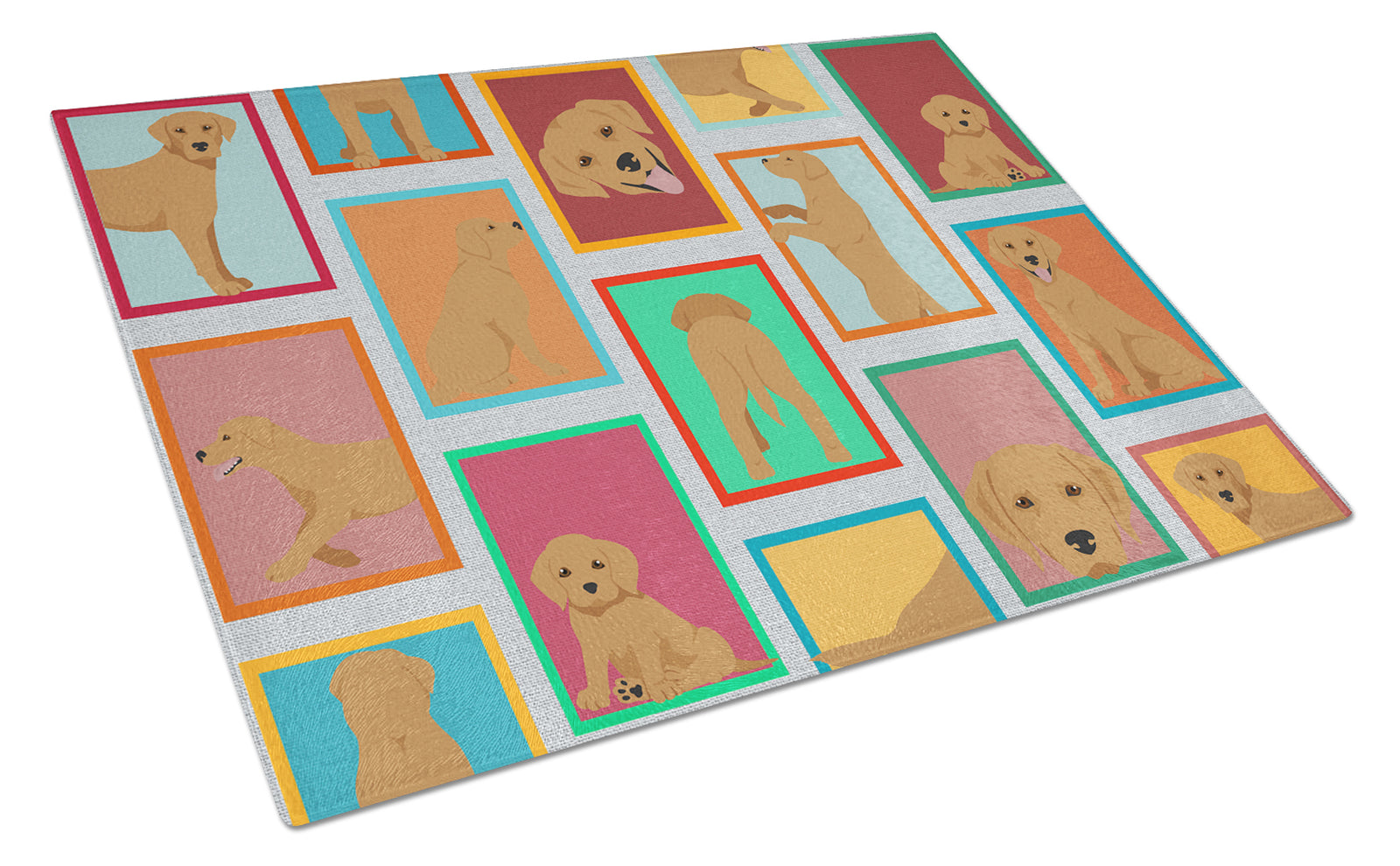 Caroline's Treasures Lots of Red Fox Labrador Retriever Glass Cutting Boards – Durable, Decorative Kitchen Art Large