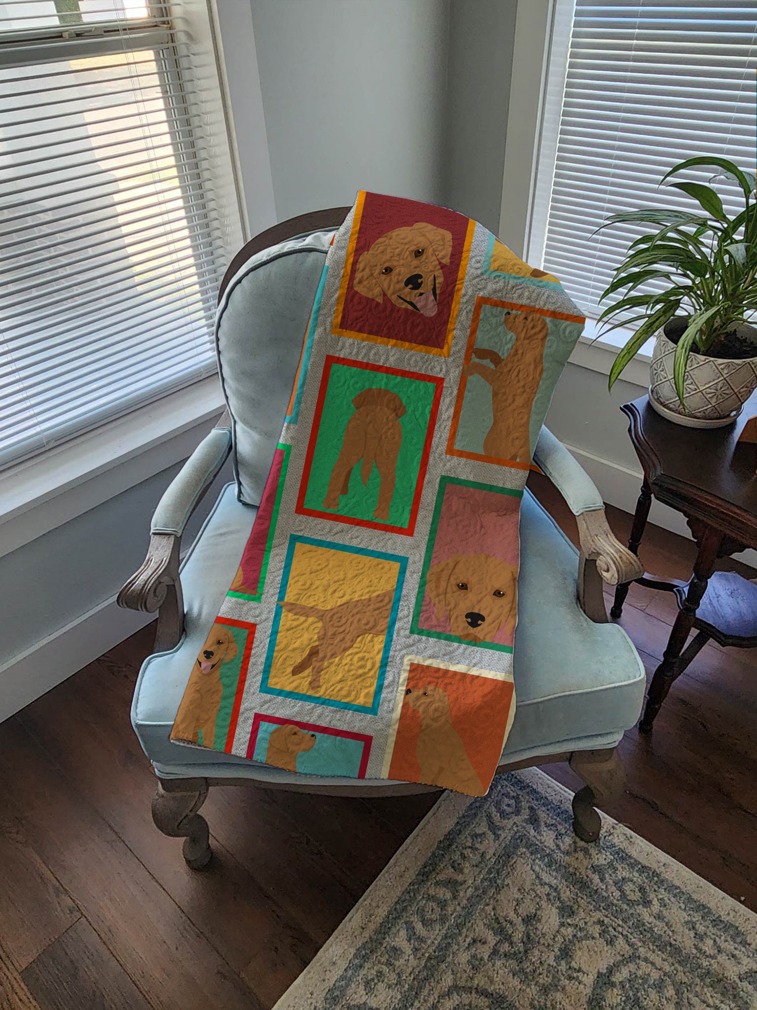 Lots of Red Fox Labrador Retriever Quilted Blanket 50x60 - the-store.com