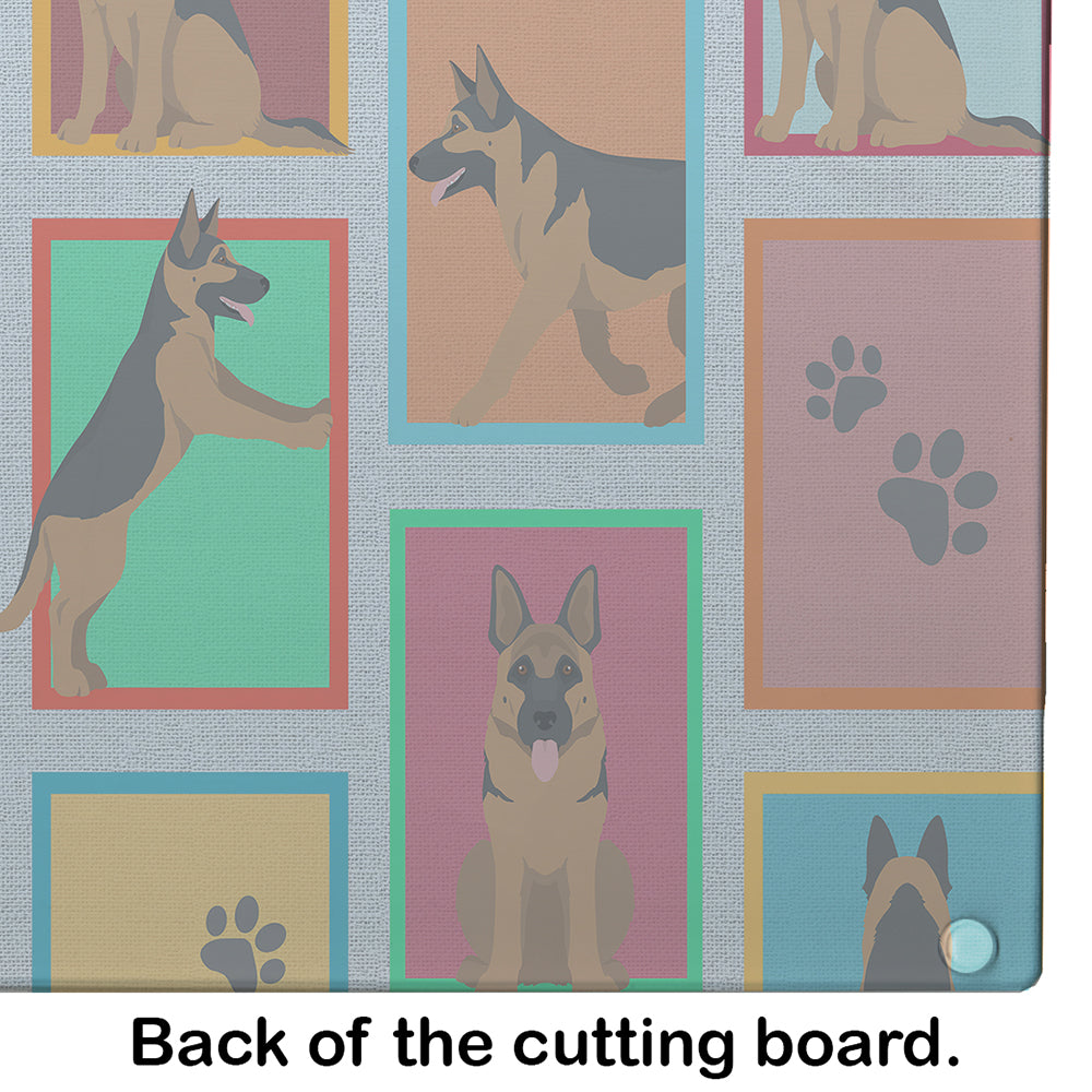 Lots of German Shepherd Glass Cutting Board Large - the-store.com