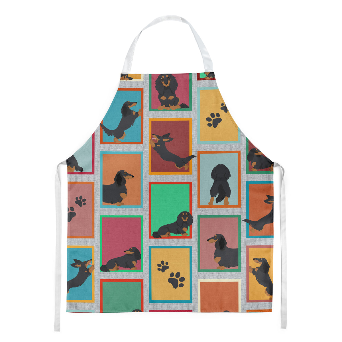 Lots of Longhaired Black Tan Dachshund Apron