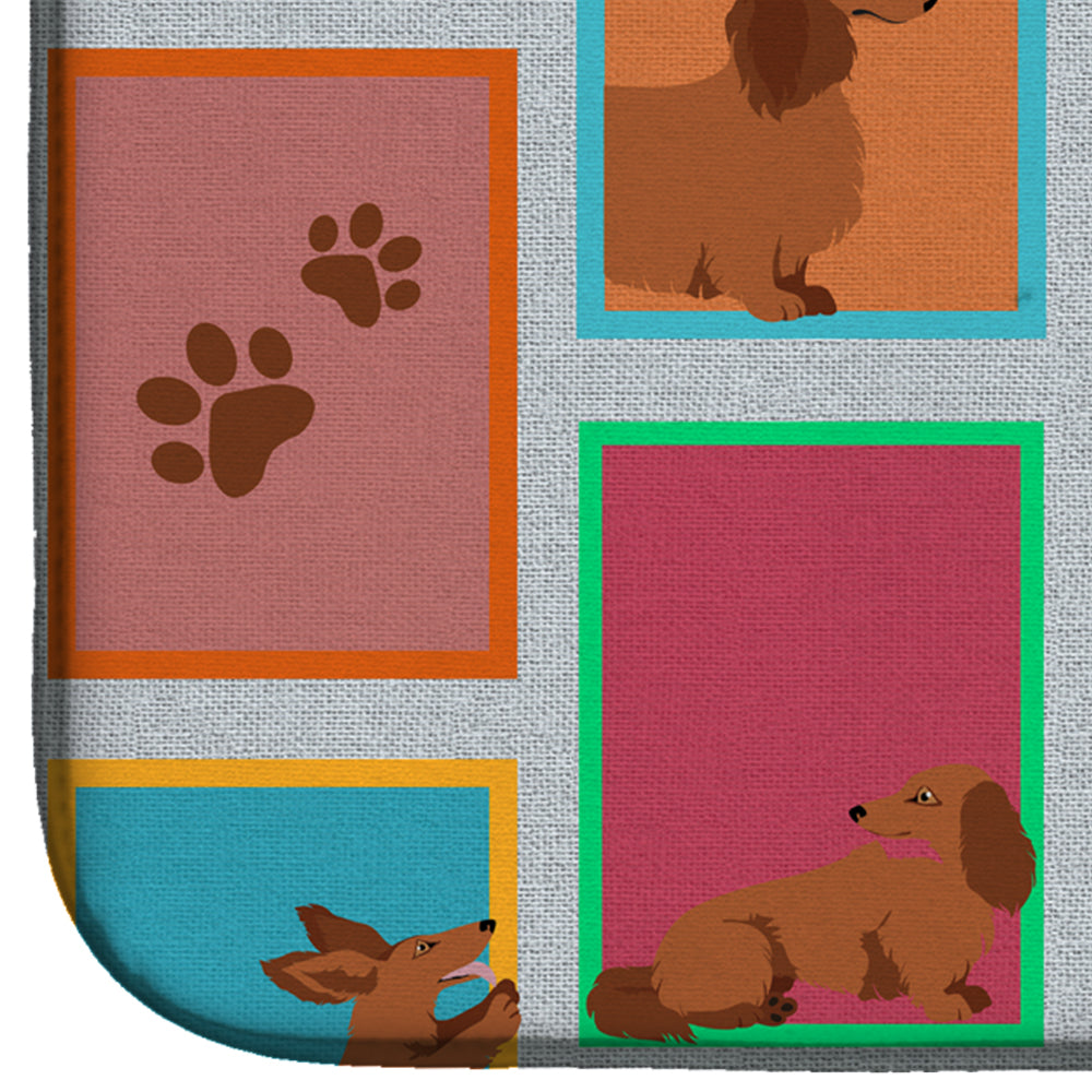 Lots of Longhaired Red Dachshund Dish Drying Mat