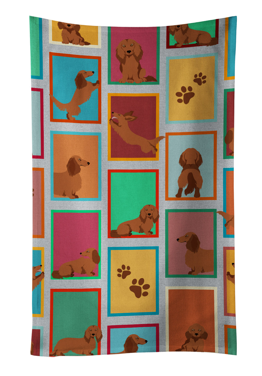 Buy this Lots of Longhaired Red Dachshund Kitchen Towel