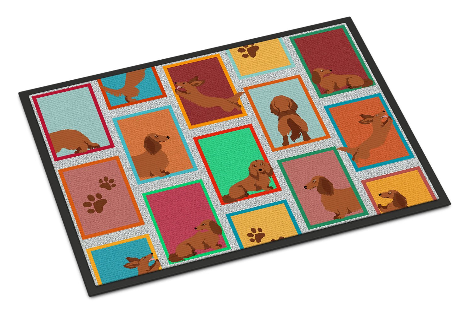 Buy this Lots of Longhaired Red Dachshund Indoor or Outdoor Mat 18x27