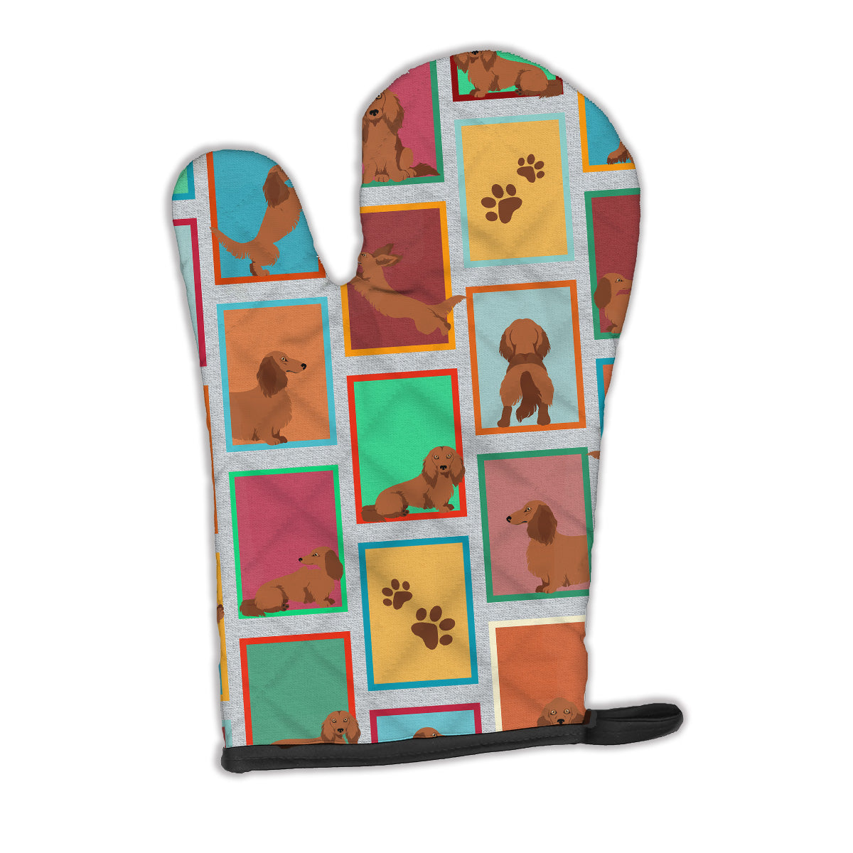 Lots of Longhaired Red Dachshund Oven Mitt