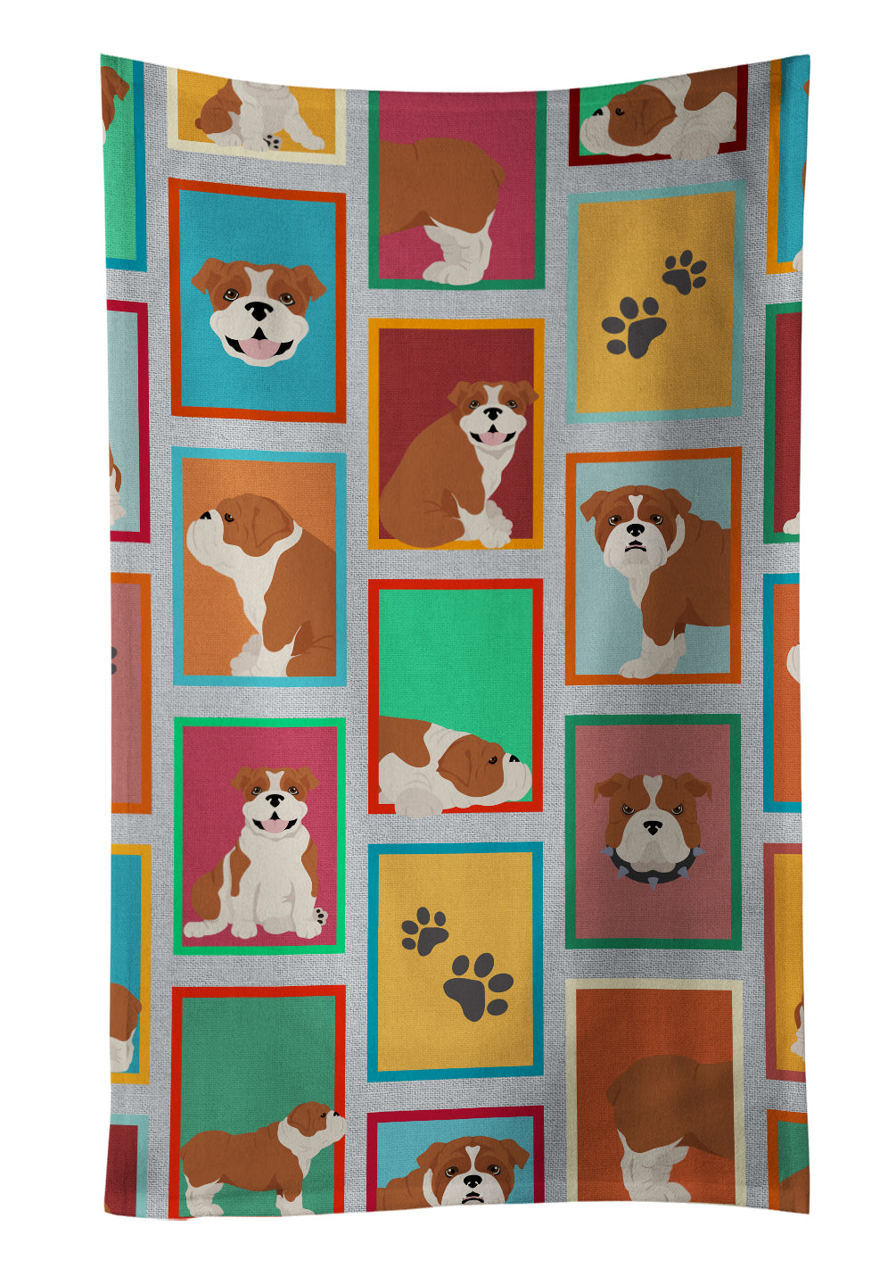 Buy this Lots of Red and White English Bulldog Kitchen Towel