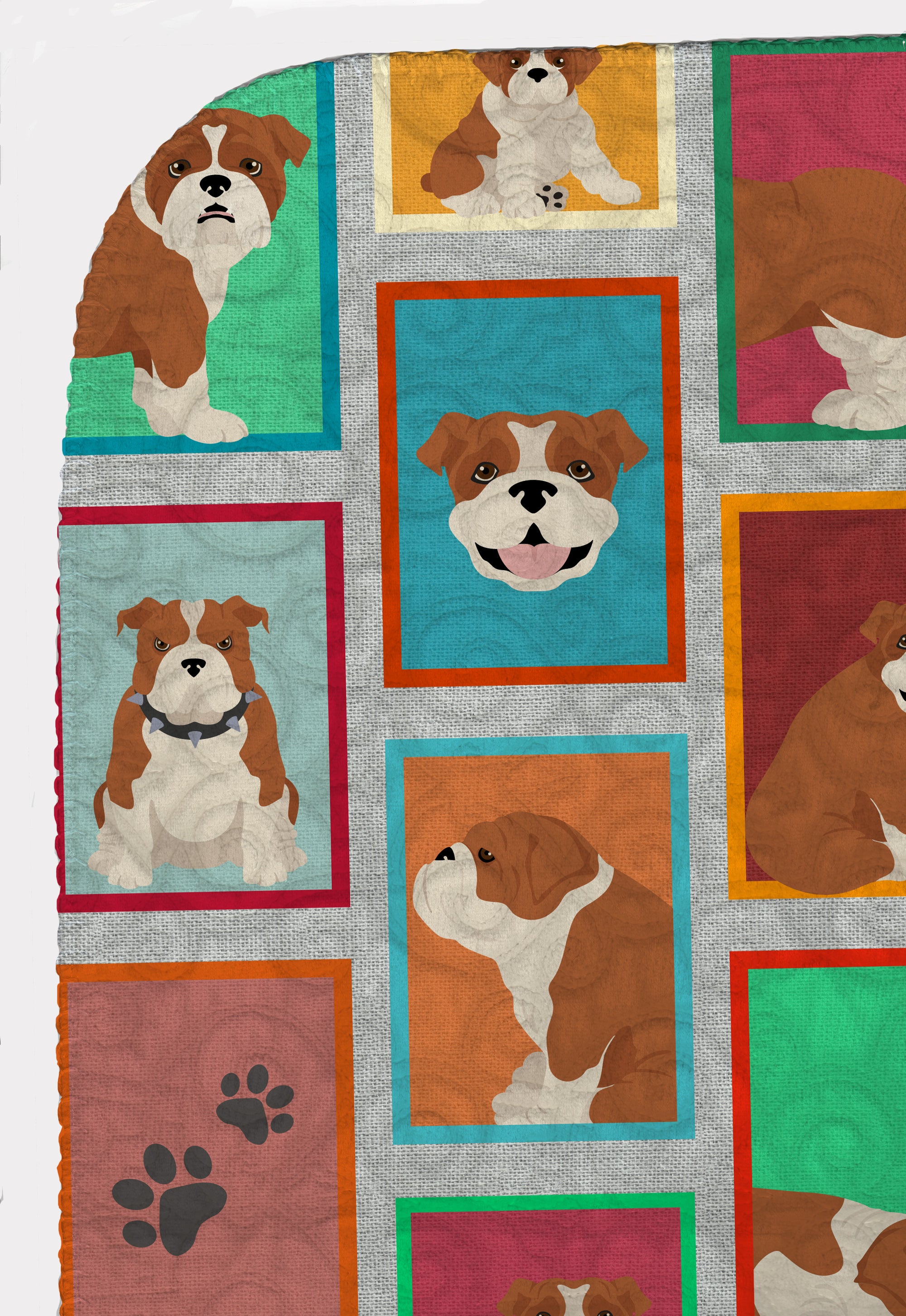 Lots of Red and White English Bulldog Quilted Blanket 50x60 - the-store.com