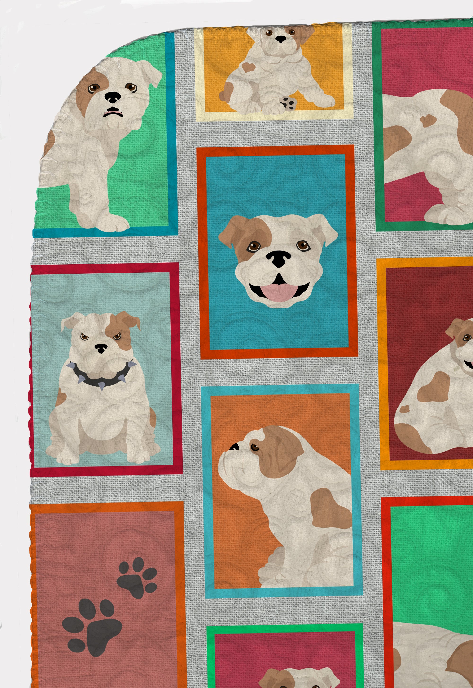 Lots of Piebald English Bulldog Quilted Blanket 50x60 - the-store.com