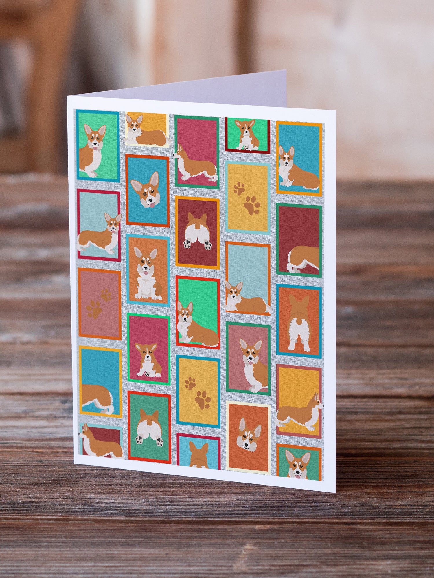 Lots of Red and White Pembroke Corgi Greeting Cards and Envelopes Pack of 8 - the-store.com