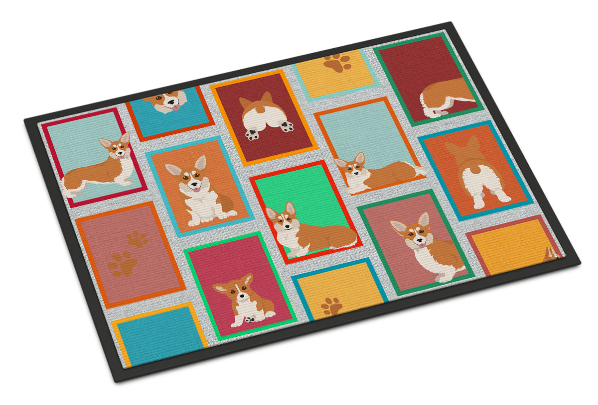 Buy this Lots of Red and White Pembroke Corgi Indoor or Outdoor Mat 24x36
