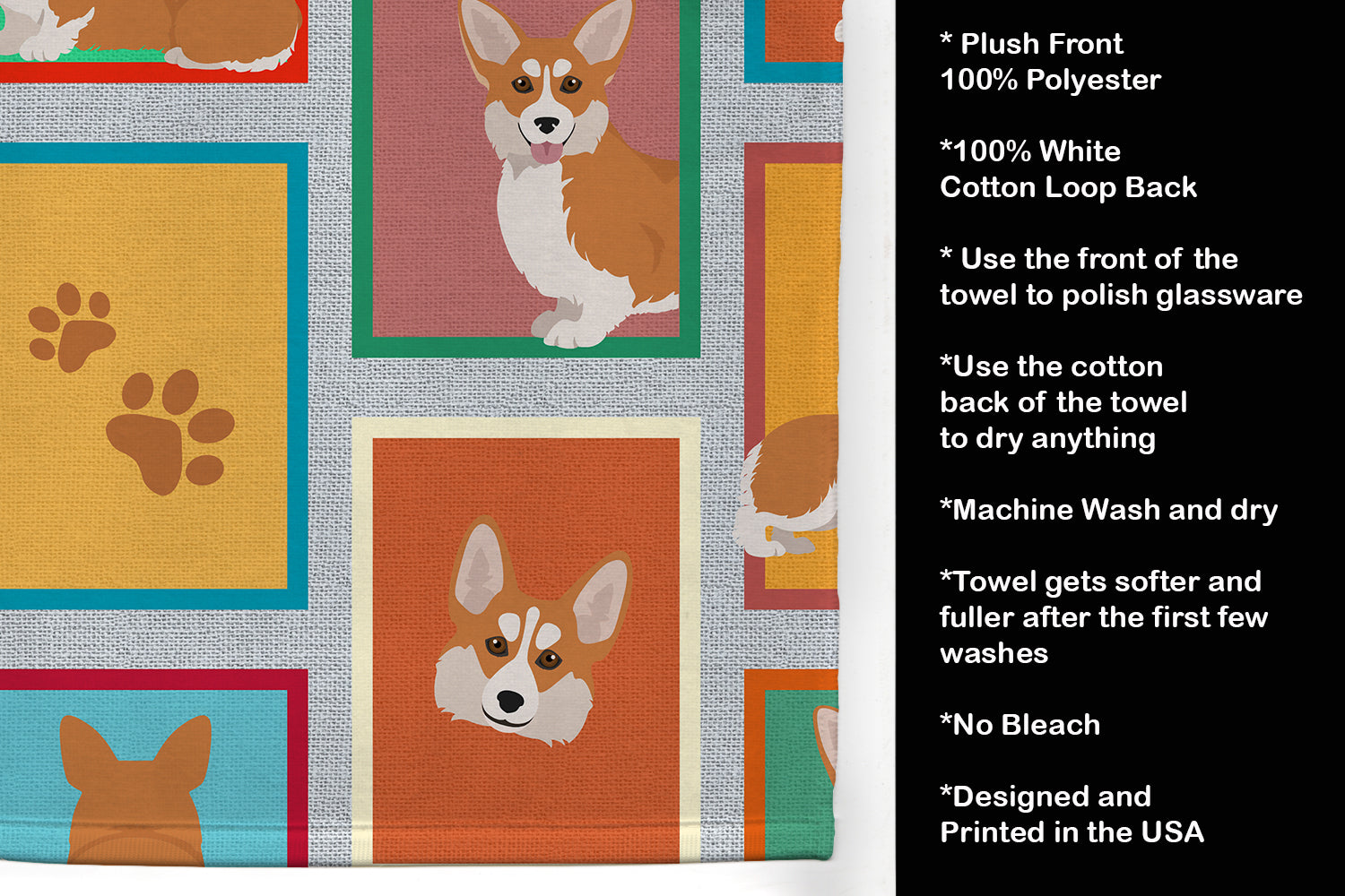 Lots of Red and White Pembroke Corgi Kitchen Towel - the-store.com