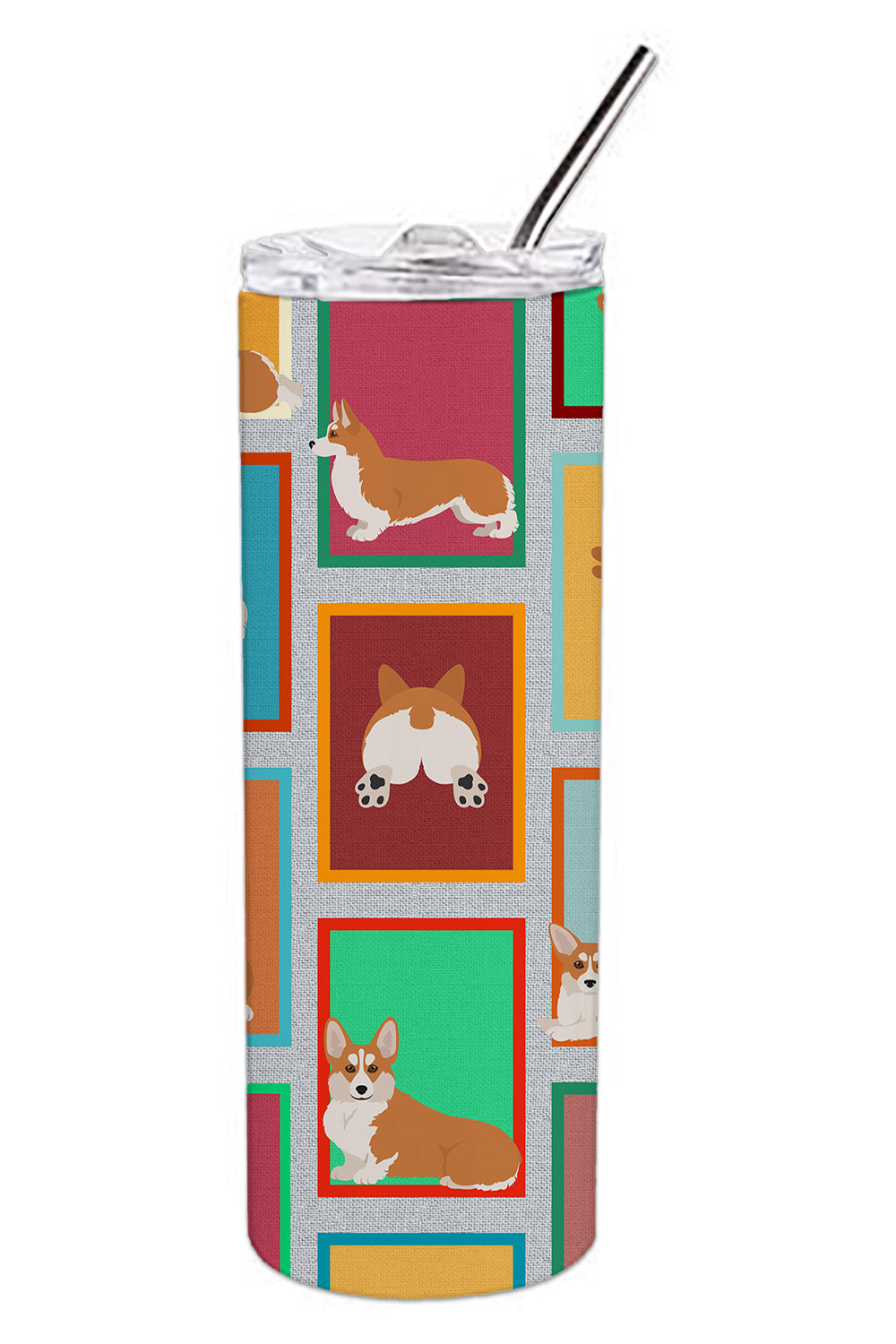Buy this Lots of Red and White Pembroke Corgi Stainless Steel 20 oz Skinny Tumbler