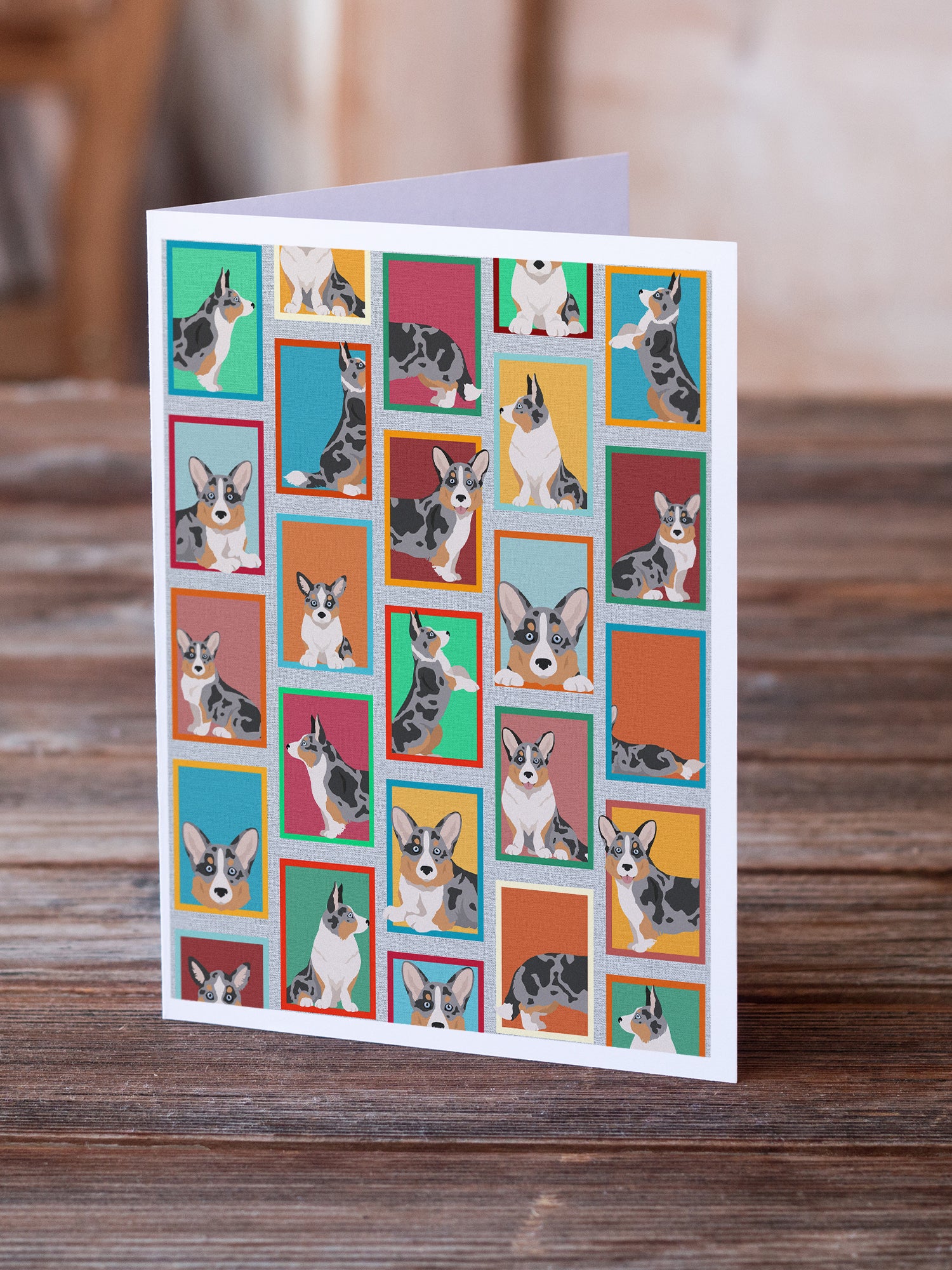 Buy this Lots of Blue Merle Welsh Cardigan Corgi Greeting Cards and Envelopes Pack of 8