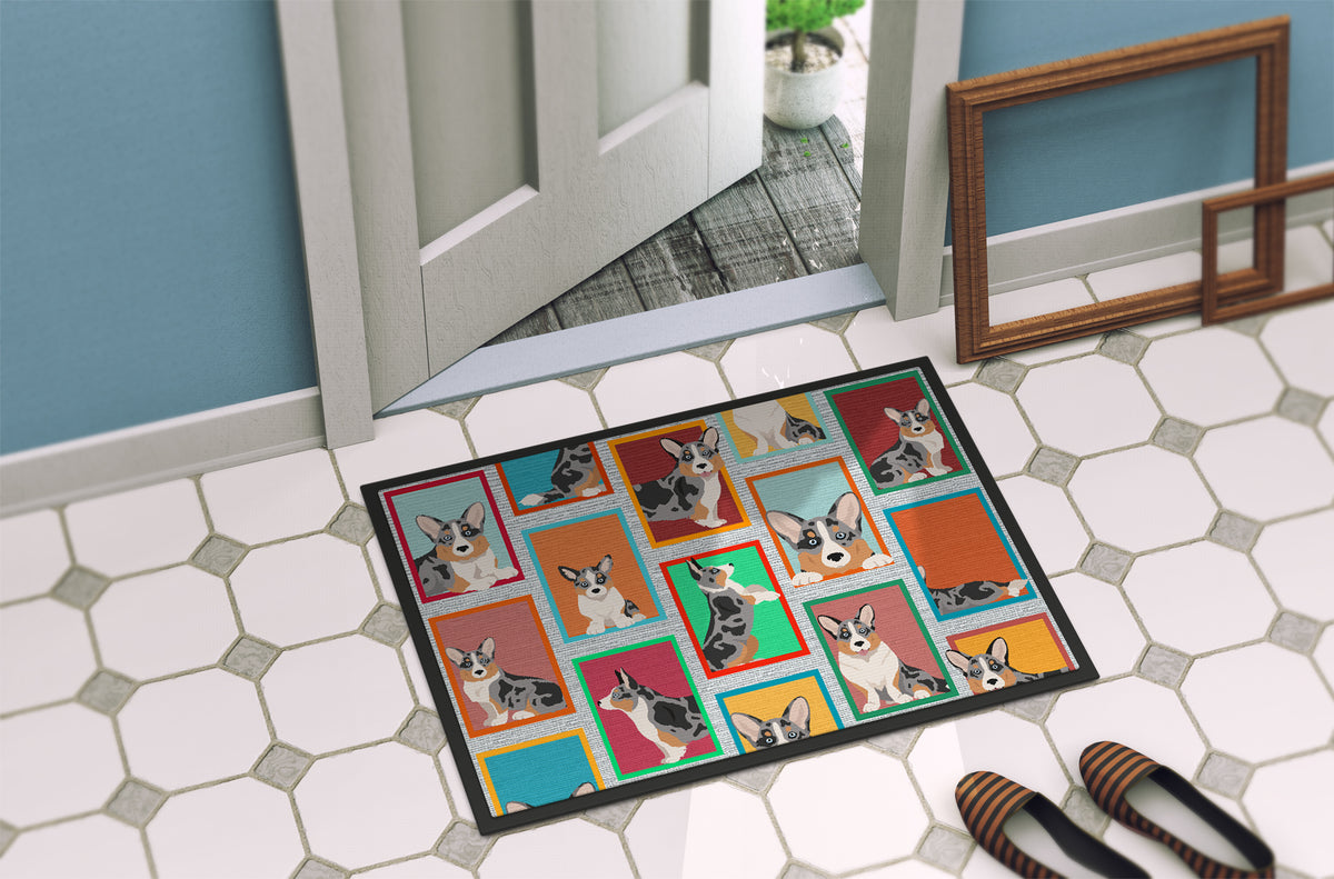 Caroline's Treasures Lots of Blue Merle Welsh Cardigan Corgi Doormat - 24x36 Decorative Floor Mat – Indoor/Outdoor Rug with Artistic Flair