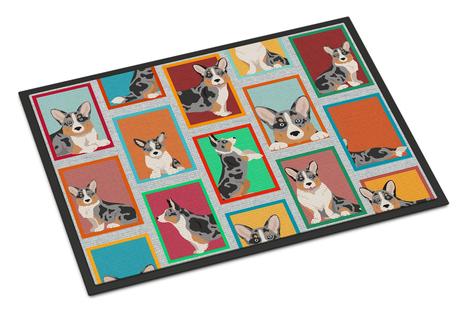 Caroline's Treasures Lots of Blue Merle Welsh Cardigan Corgi Doormat - 18x27 Decorative Floor Mat – Indoor/Outdoor Rug with Artistic Flair