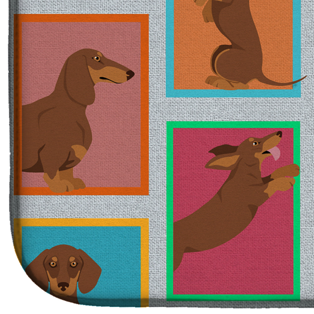 Lots of Chocolate and Tan Dachshund Dish Drying Mat  the-store.com.