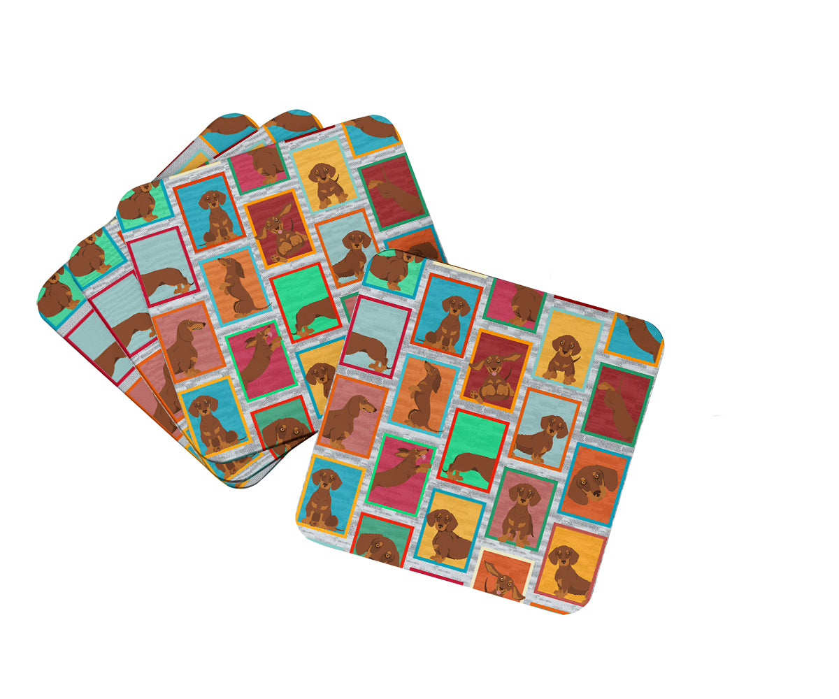Buy this Lots of Chocolate and Tan Dachshund Foam Coaster Set of 4