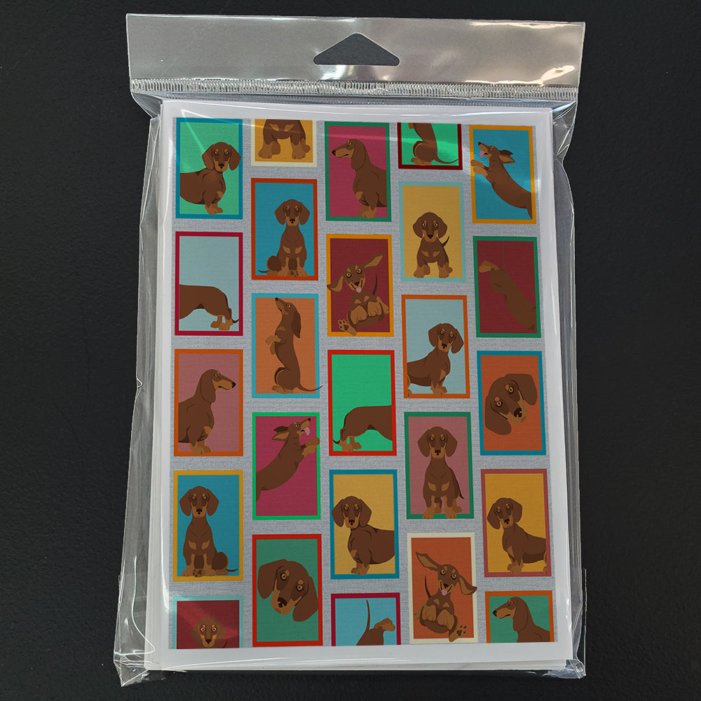 Lots of Chocolate and Tan Dachshund Greeting Cards and Envelopes Pack of 8 - the-store.com