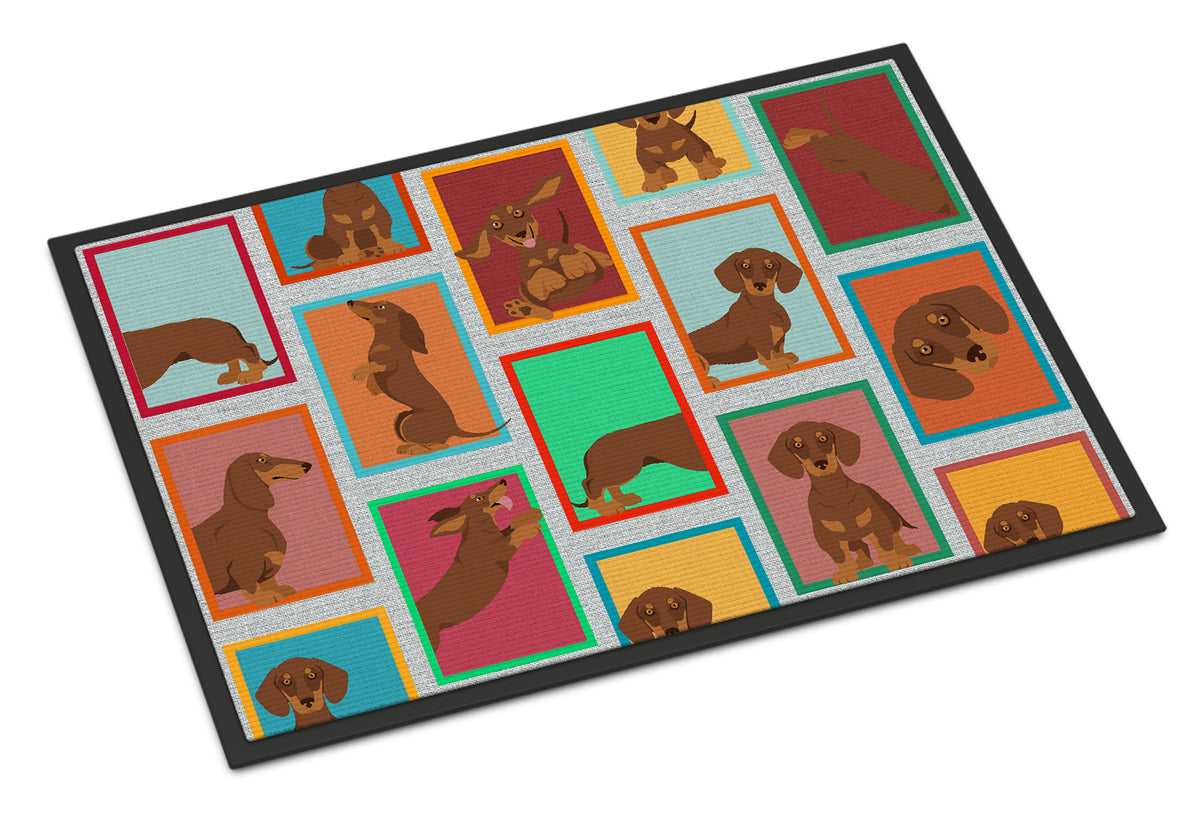Buy this Lots of Chocolate and Tan Dachshund Indoor or Outdoor Mat 24x36
