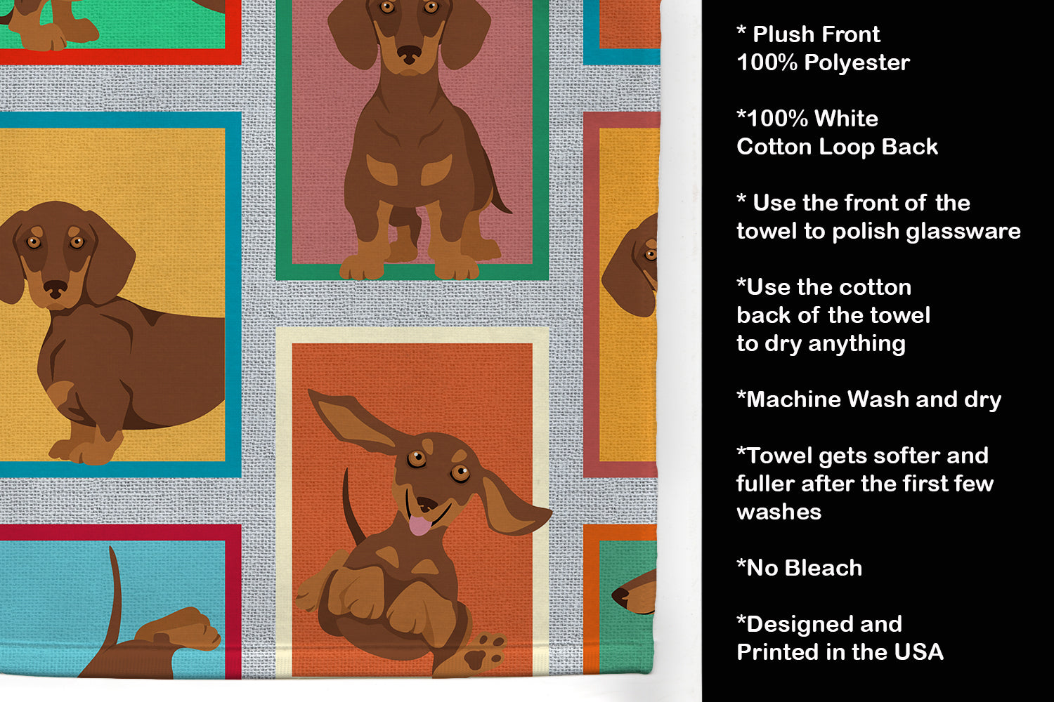 Lots of Chocolate and Tan Dachshund Kitchen Towel - the-store.com