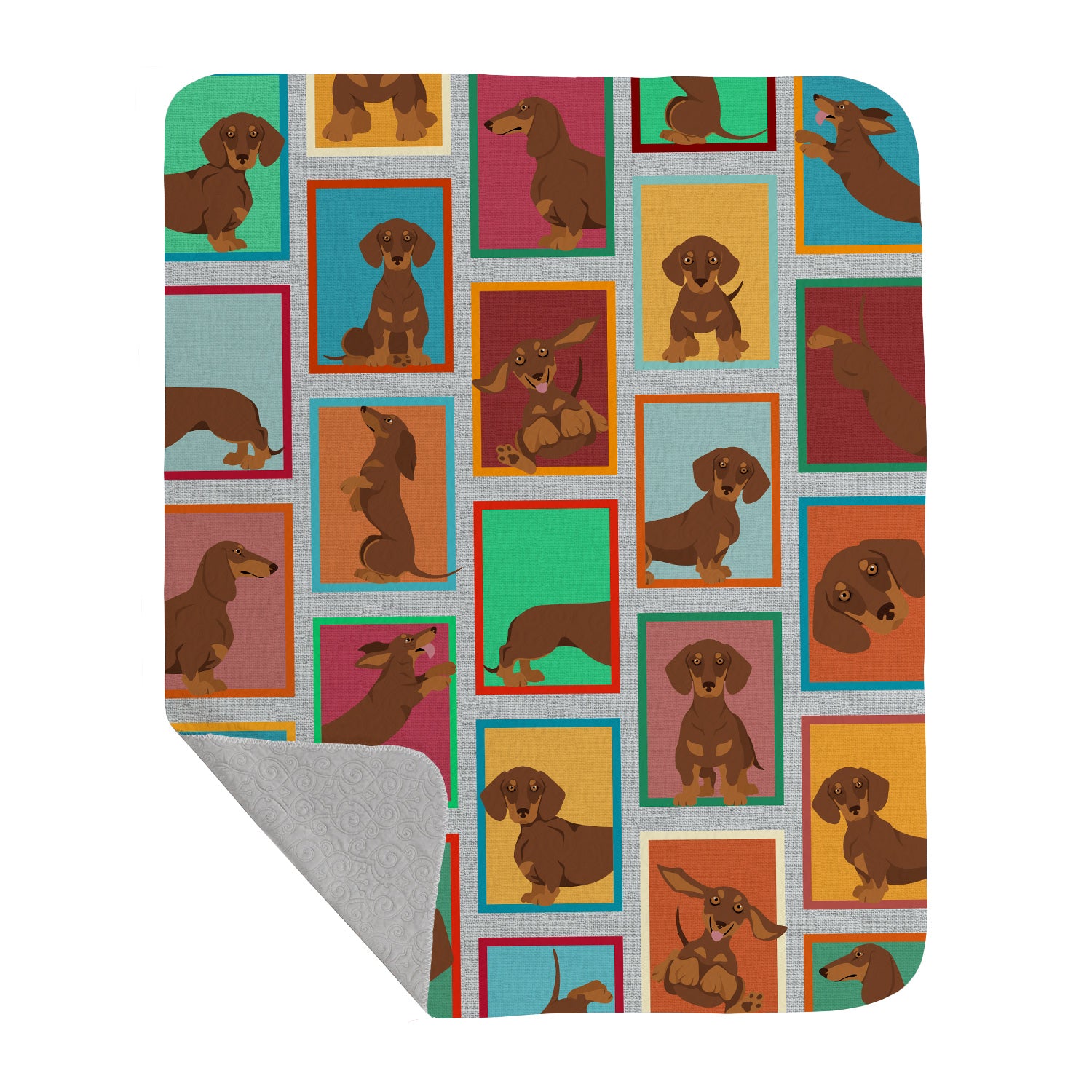 Buy this Lots of Chocolate and Tan Dachshund Quilted Blanket 50x60