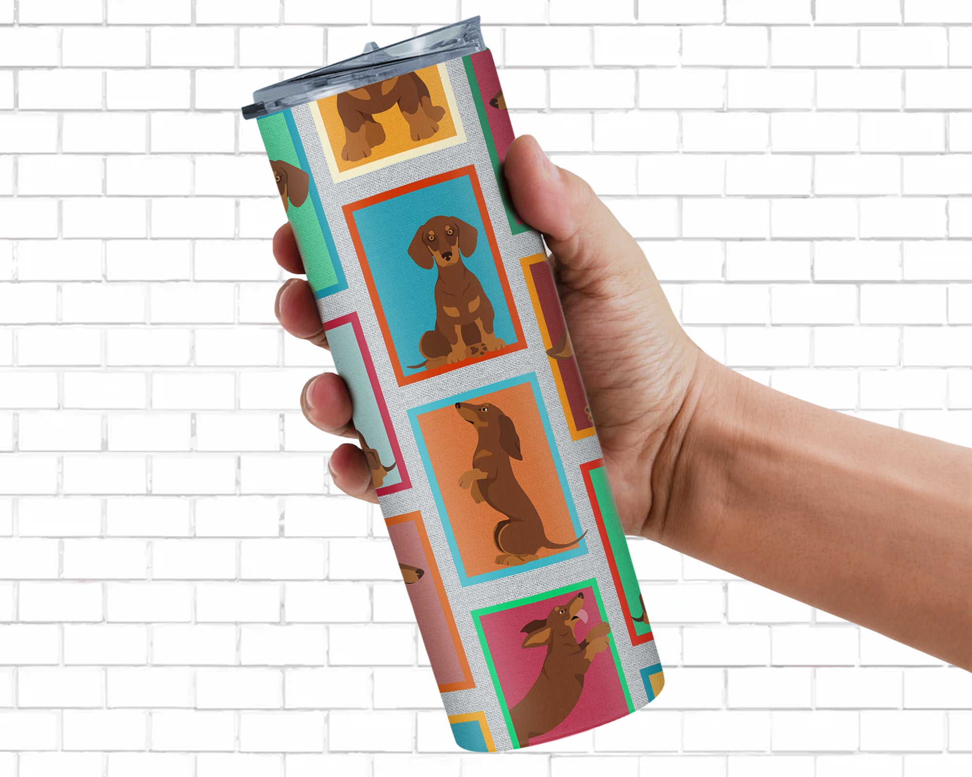 Lots of Chocolate and Tan Dachshund Stainless Steel 20 oz Skinny Tumbler - the-store.com