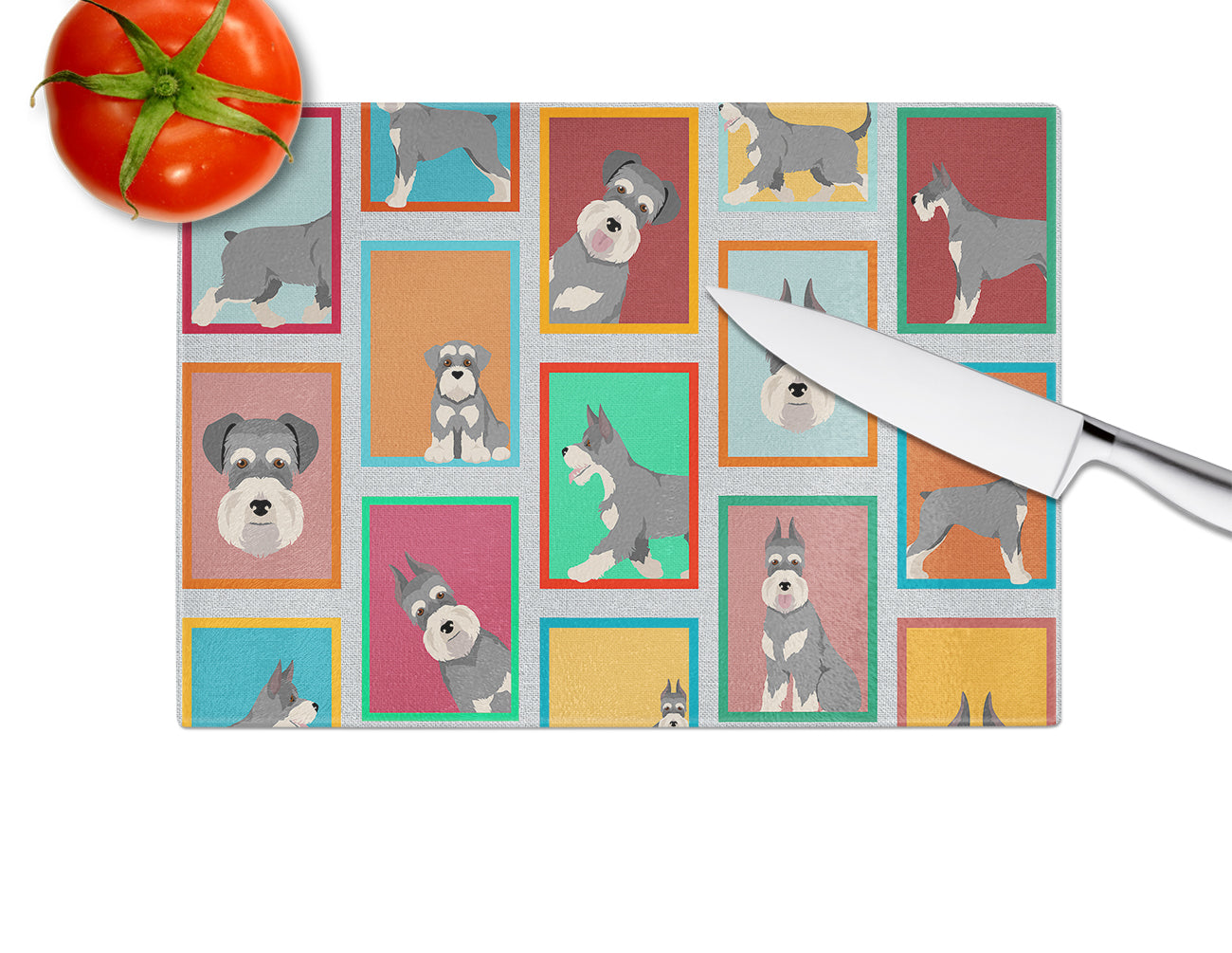 Lots of Schnauzer Glass Cutting Board Large - the-store.com