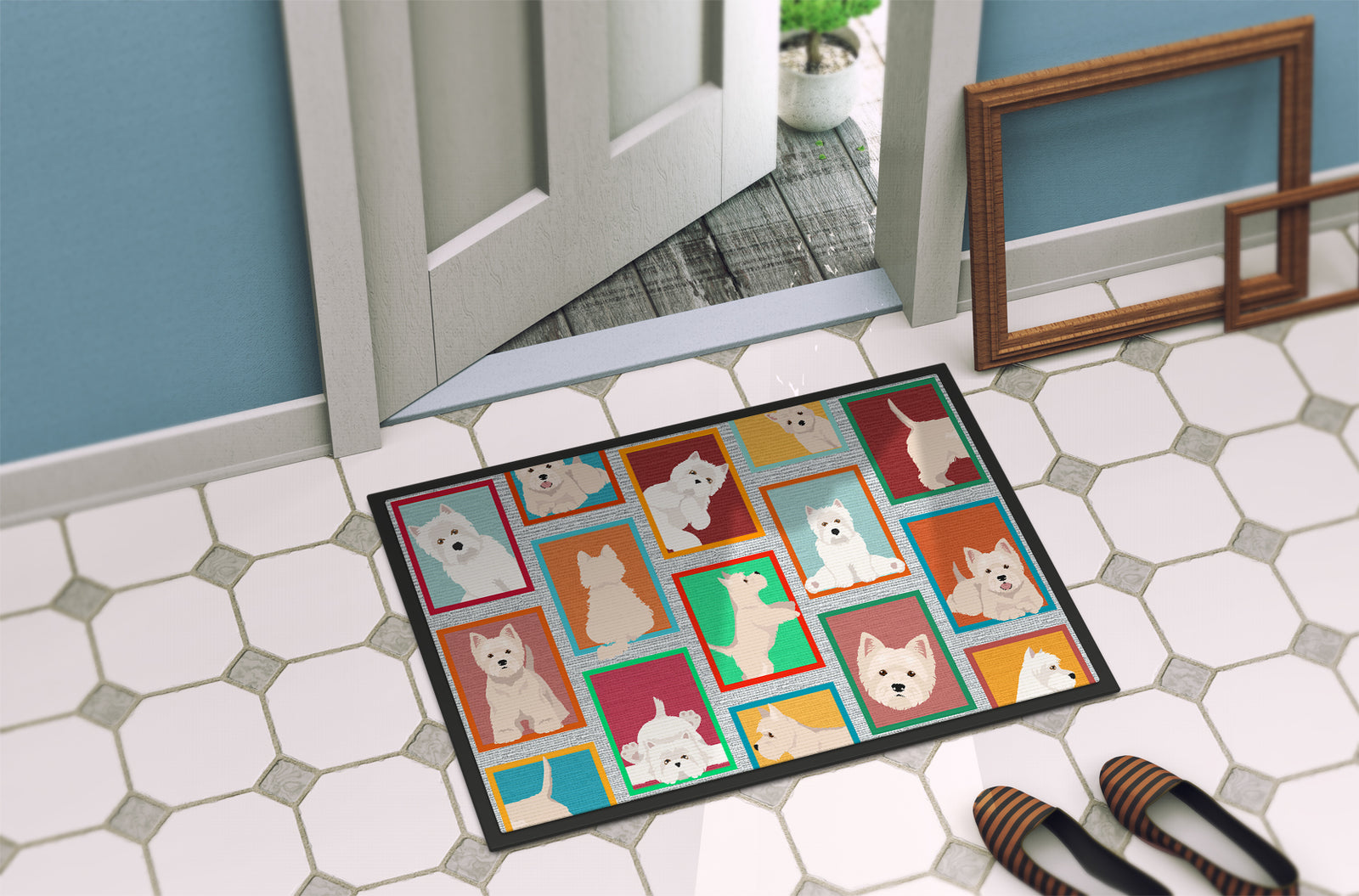 Caroline's Treasures Lots of Westie Doormat - 18x27 Decorative Floor Mat – Indoor/Outdoor Rug with Artistic Flair