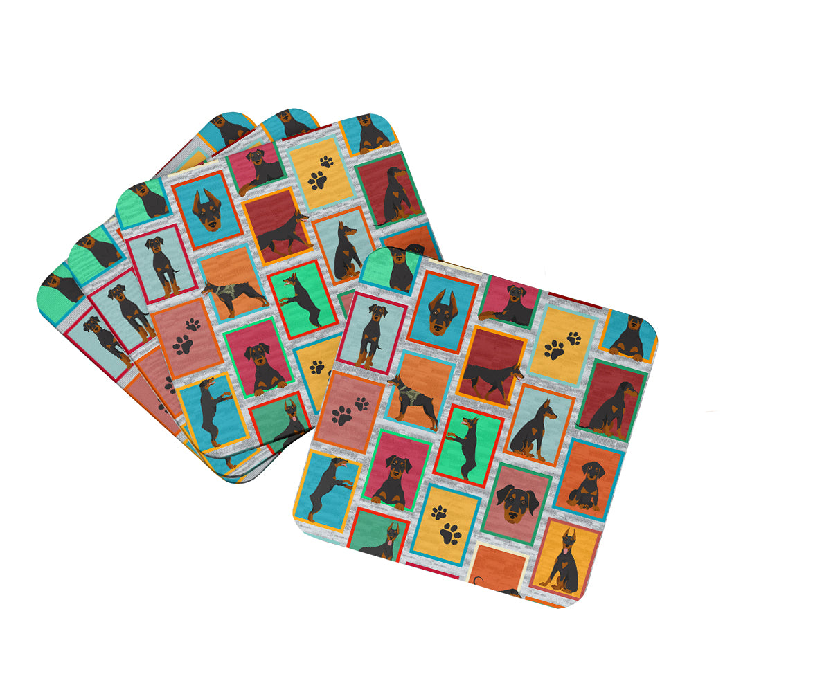 Buy this Lots of Doberman Pinscher Foam Coaster Set of 4